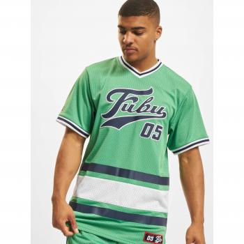 FUBU Herren Varsity Mesh T-Shirt in Grün, Navy und Weiß, Größe M