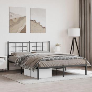 Metal Bed Frame with Headboard Black 160x200cm vidaXL