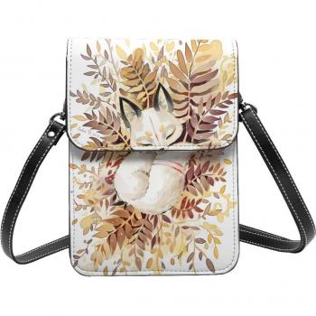 Cartera de hombro con motivos de zorro y hojas