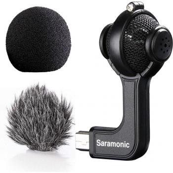 Microphone stéréo Saramonic avec protection en mousse et bonnette en fourrure pour GoPro HERO3, HERO3+ et HERO4