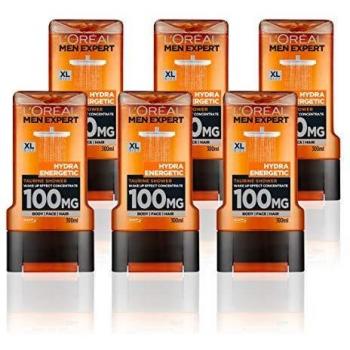 L'Oréal Men Expert Hydra Energetic Shower Gel for 300 ml Pack of 6, Bulk