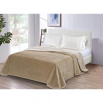 Manta terciopelo beige 180 cm