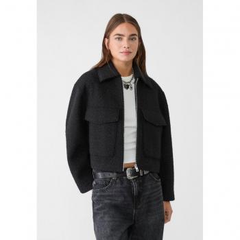 Short Boucle Jacket with Pockets - Black M