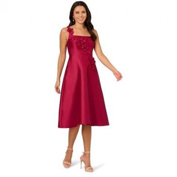 Adrianna Papell Mikado Petal Dress – Red Plum, Size 10