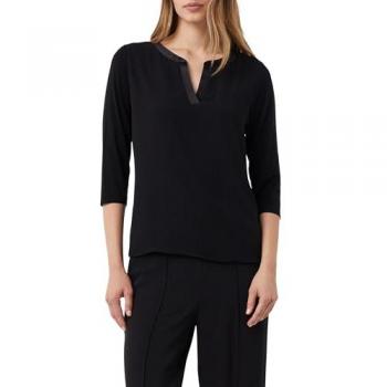Bluse mit V-Ausschnitt 3/4 Arm – Comma Schwarz – 44