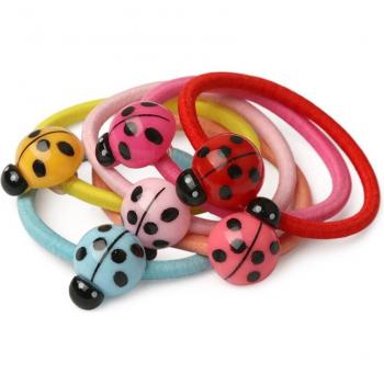 Bright Ladybug Ponytail Holders - 6 Pack