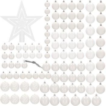 Set di 100 palline bianche per albero di Natale