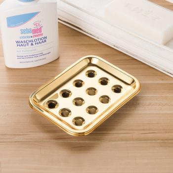 SUS304 Stainless Steel Gold Soap Dish Holder with Drainage