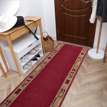 Jena Red Runner Rug with Anti‑Slip Bottom – 80×660 cm