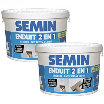 Lot Double d’Enduits Multifonctions Semin : Joint & Lissage pour Mur en Plâtre, Seau 7 kg