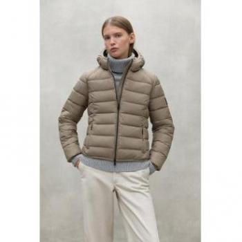 Giacca Acolchata Donna Aspen Ecoalf con Cappuccio e Tasche in Poliestere Riciclato Sostenibile - Colore Mocca XL