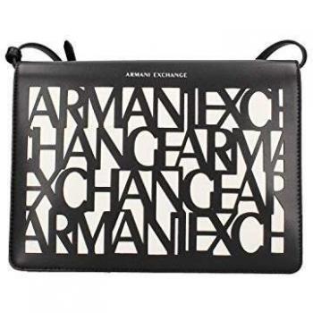 ARMANI EXCHANGE Embossed Logo Crossbody Bag - Women's Shoulder Bags, Nero/Bianco, 10 x 10 x 10 cm (W x H x L)