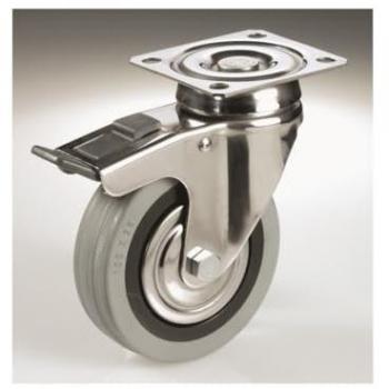 Roue Grise avec Plaque Tournante et Frein 60 mm TBBP