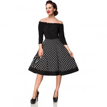 Carmen Vestido Rockabilly de Belsira - Longitud media - Tallas S-4XL - Negro y blanco