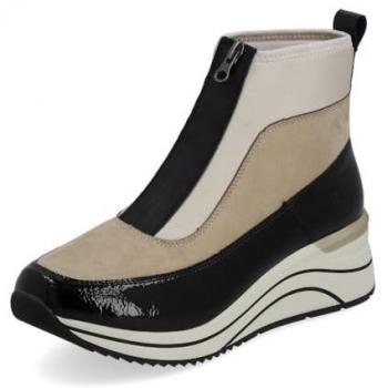 Keilsneaker REMONTE Gr. 38, beige (hellbeige, schwarz) Damen Schuhe Schlupfboots, Freizeitschuh, High-Top-Sneaker, Front-Reißverschluss