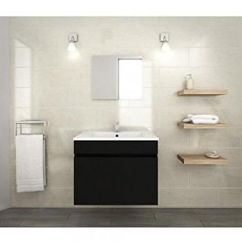 Luna Basic 60 cm – Ensemble Vasque, Miroir & Cabinet – Noir Mat