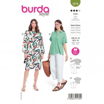 Patron Burda 5918 - Robe chemise et blouse du 34 au 44