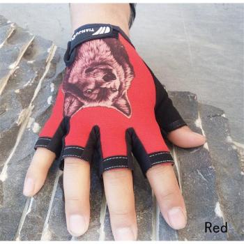 LongKeeper Wolf-Muster Handschuhe für Männer halb Finger Radfahren G75