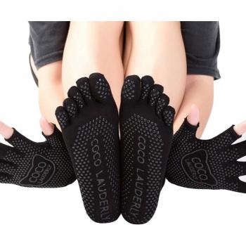Sweat Absorbing Yoga Gloves and Socks - Full Finger Design