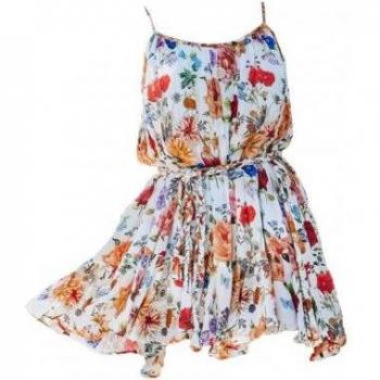 Veste de plage fluide avec bretelles spaghetti et motif floral