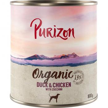 Lot économique Purizon Organic Bio 12 x 800 g - canard, poulet & courgettes