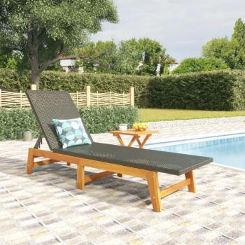 Sun Lounger with Table Poly Rattan and Solid Wood Acacia Vidaxl