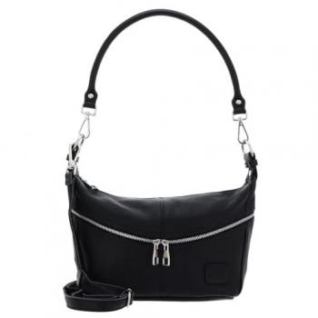 FredsBruder Chic Black Leather Shoulder Bag 26 cm
