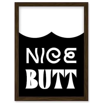 A4 Framed Bathroom Decor: “Nice Butt” Comic Toilet Sign