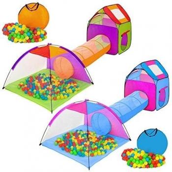 Tente de jeu enfant avec tunnel + 200 balles + sac de transport
