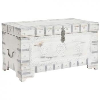 Sandskåp i Vit och Ljusbrunt Mangoträ (78,7 x 43 x 45,7 cm)