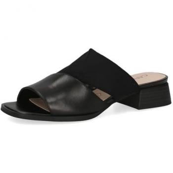 Mule CAPRICE Negro de Cuero Sintético con Talón de Bloque, talla 41