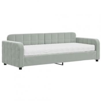 Lit de jour velours gris clair 80x200 cm avec matelas vidaXL