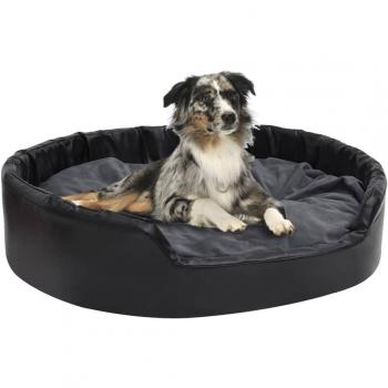 Cama para mascotas negra y gris 99x89x21 cm felpa y cuero sintético