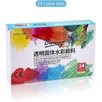 24 Colors Solid Watercolor Paints Set With Paintbrush