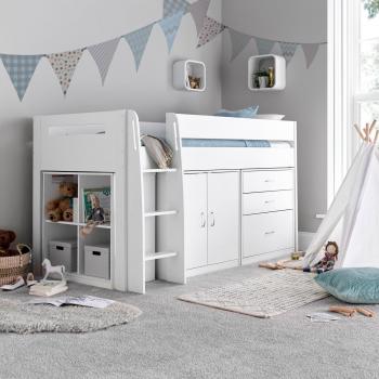 Bedmaster - Lacy White Storage Mid Sleeper Bed And Pocket Mattress