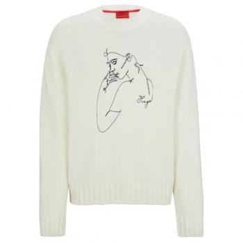 Sweter dzianinowy z wyhaftowanym motywem