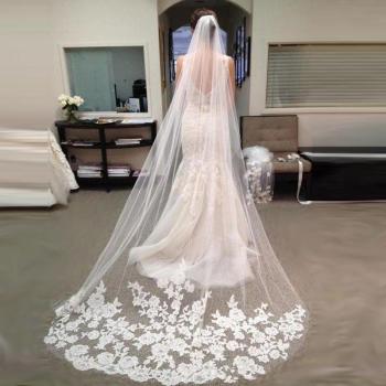 3M Romantic Lace Bridal Veil with Comb - Single Layer Wedding Accessory