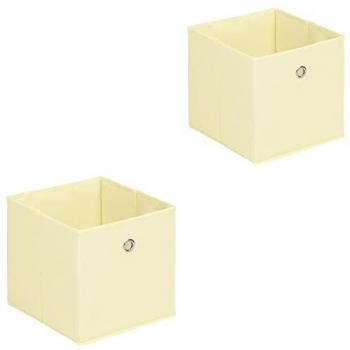 Boîte de rangement ELA beige 27x27x27 cm – Lot de 2 boîtes