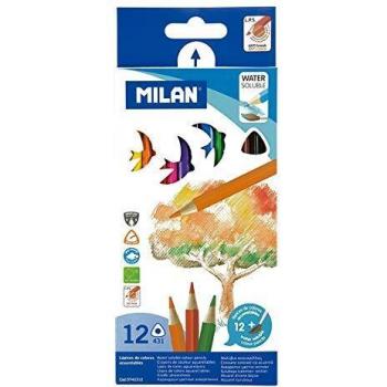 Pochette de 12 crayons aquarellables MILAN + pinceau