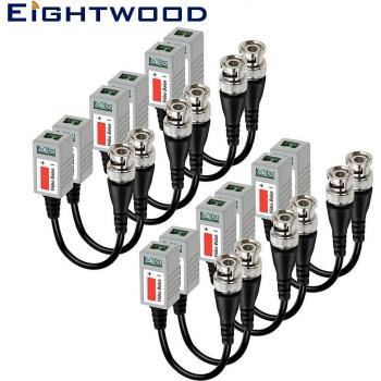 Eightwood 6 Pairs Mini HD CCTV Twisted Video Balun Transmitter Receiver Cable with BNC Connector