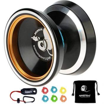 MAGICYOYO M001-B Aluminium Yoyo, nicht-ansprechbar, mit Metallring und 5 zusätzlichen Schnüren sowie Tasche