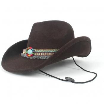 Sombrero Enrollable de Lana Negra con Cuerdas