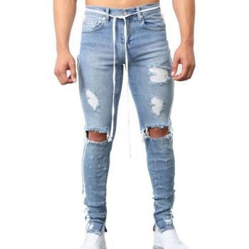 Pantalones de Mezclilla Ajustados con Agujeros