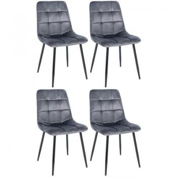 Set Sedie Velluto Nero Metallo 4x Sala Pranzo