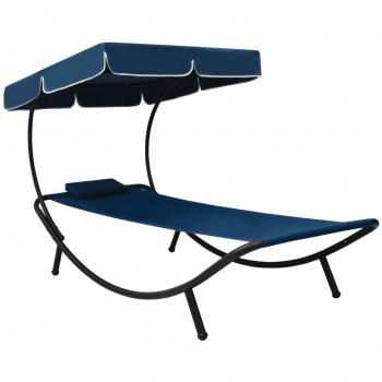 Almofadão de Praia VidaXL com Toldo Azul