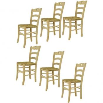 Set de 6 chaises cuisine en bois naturel CROSS