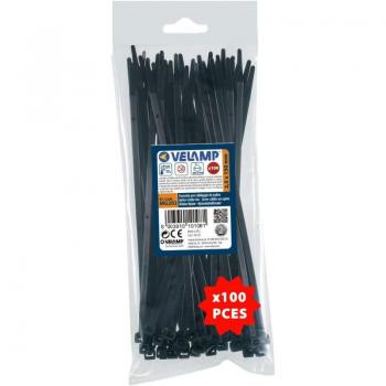 Kit di 100 Fascette per cablaggio 2.5 x 100 mm Nylon 6.6 Nero