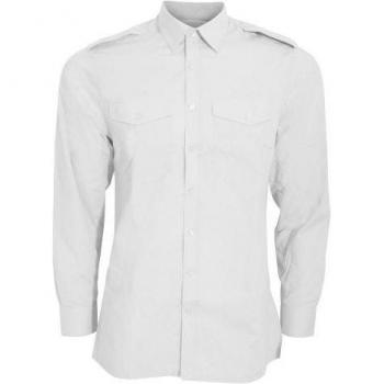 Herren Langarm-Pilotenhemd 16 von Kustom Kit in Weiß