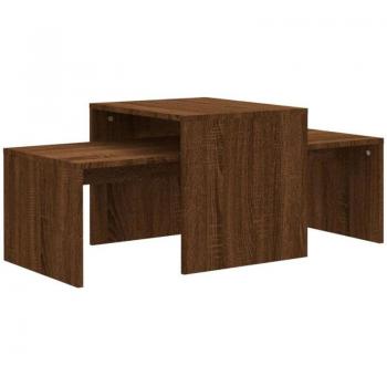 Ensemble de tables basses modulables en bois d'ingénierie marron 100 x 48 x 40 cm