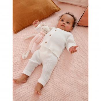 Gilet et pantalon bébé en tricot blanc